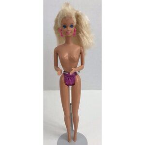 Vintage Mattel Totally Hair Barbie Blonde w/ Earrings (C) *Read*